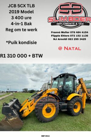 JCB 5CX TLB (2019 model), 3400 ure, 4-in-1 Bak, Reg om te werk, Puik toestand