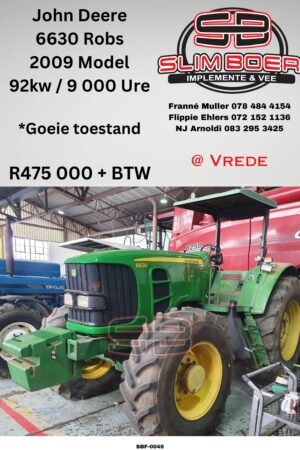 John Deere 6630 Robs (2009 model) 9,000 ure, 92kw, Goeie toestand