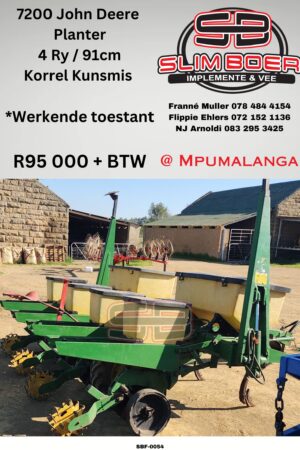 John Deere 7200 Planter, 4 Ry / 91cm, Korrel Kunsmis, Werkende toestand