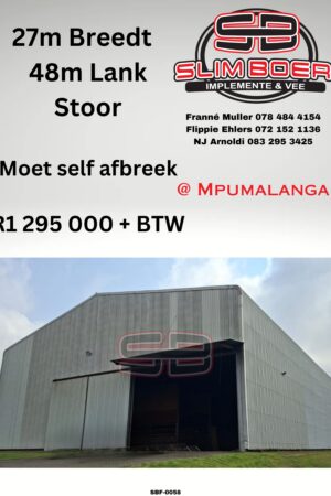 Stoor (staal), 27m Breedt x 48m Lank, MOET SELF AFBREEK