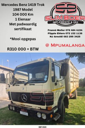 Mercedes Benz 1419, (1987 Model) 104 000Km, 1 Eienaar, Met padwaardig sertifikaat, Mooi opgepas
