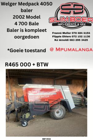 Welger Medpack 4050 Baler (2002 Model), 4 700 Bale, Kompleet oorgedoen, Goeie toestand