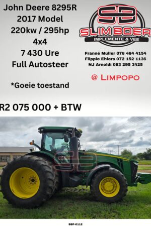 John Deere 8295R, 4WD (2017 model) 7430 ure, 220kw, Full Autosteer, Goeie toestand