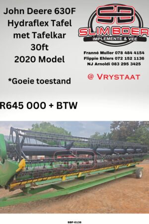 John Deere 630F Hydraflex Tafel 30ft met Tafelkar, (2020 model) Goeie toestand
