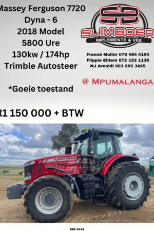 Massey Ferguson 7720, Dyna-6, (2018 model) 5800 ure, 130kW, Trimble Autosteer, Goeie toestand