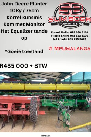 John Deere Planter, 10 Ry / 76cm, Korrel kunmis, Kom met monitor, Het Equalizer tande op, Goeie toestand