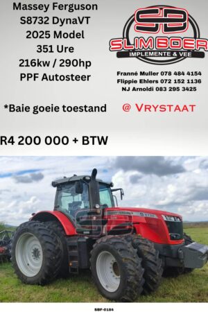 Massey Ferguson S8732 DynaVT, (2025 model) 351 ure, 216kw, PPF Autosteer, Baie goeie toestand