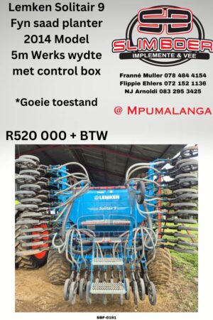 Lemken Solitair Fyn Saad planter, (2014 model) 5m Werks wydte met control box, Goeie toestand