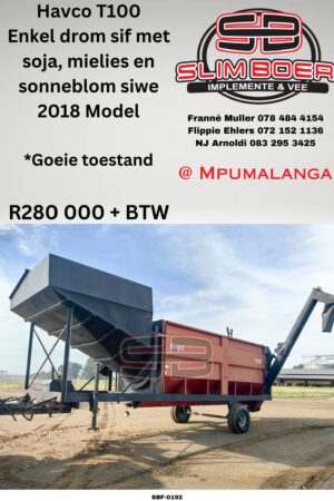 Havco T100 (2018 model) Enkel drom sif met Soja, Mielies en Sonneblom siwe, Goeie toestand