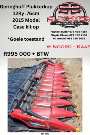 Geringhoff Plukkerkop (2015 model), 12 ry .76cm, Case kit op, Goeie toestand