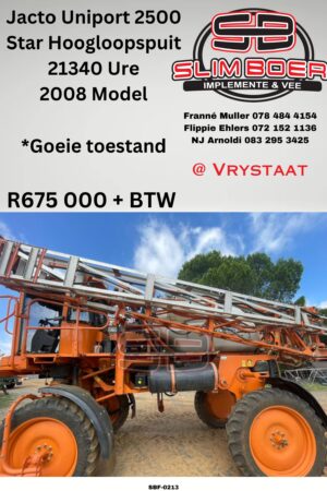 Jacto Uniport 2500 Star Hoogloopspuit (2008 model), 21 340 ure, Goeie toestand