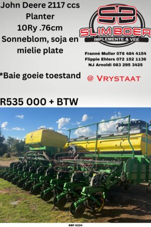 John Deere 2117 CCS Planter, 10 Ry / 76cm, Sonneblom, Soja en Mielie plante, Baie goeie toestand
