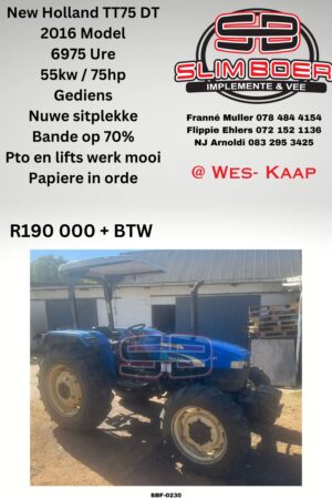 New Holland TT75 DT (2016 model) 6975 Ure, 55kw, Gediens, Nuwe sitplekke, Bande op 70%, PTO en Lift werk goed, Papiere in orde