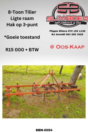 8-Toon Tiller, Ligte raam, Hak op 3-punt, Goeie toestand
