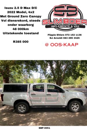 Isuzu 2.5 D-Max (2022 model) Met Ground Zero Canopy, 48 000km, Vol diensrekord, steeds onder waarborg, Uitstekende toestand
