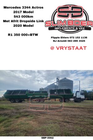 Mercedes Actros 3344 (2017 model), 543 000km, Met Afrit Dropside Link (2020 model)