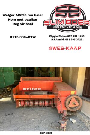 Welger AP630 Tou baler, Kom met baalkar, Reg vir baal